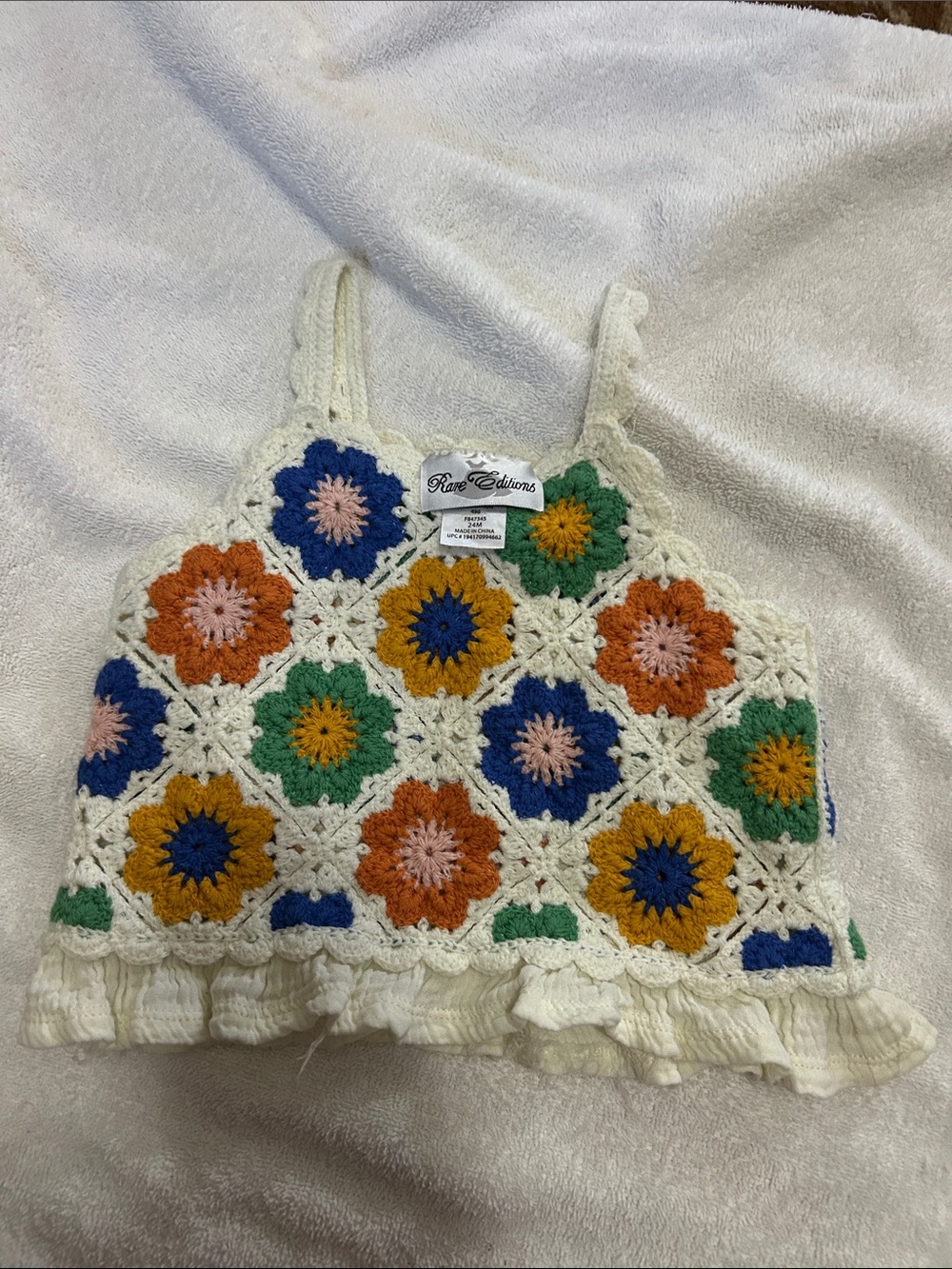 Rare Editions Crochet Floral Crop Top - Multicolor